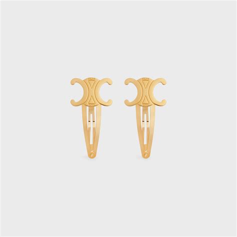 celine gold hair clip|CELINE HAIR CLIP IN CALFSKIN AND STEEL .